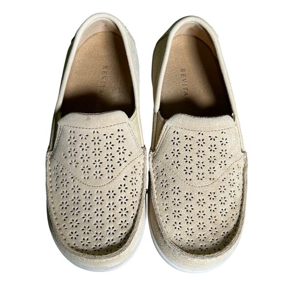 Revitalign Siesta Sunshine Slip On Suede Orthotic Comfort Shoes Tan 5 B New - Picture 2 of 7